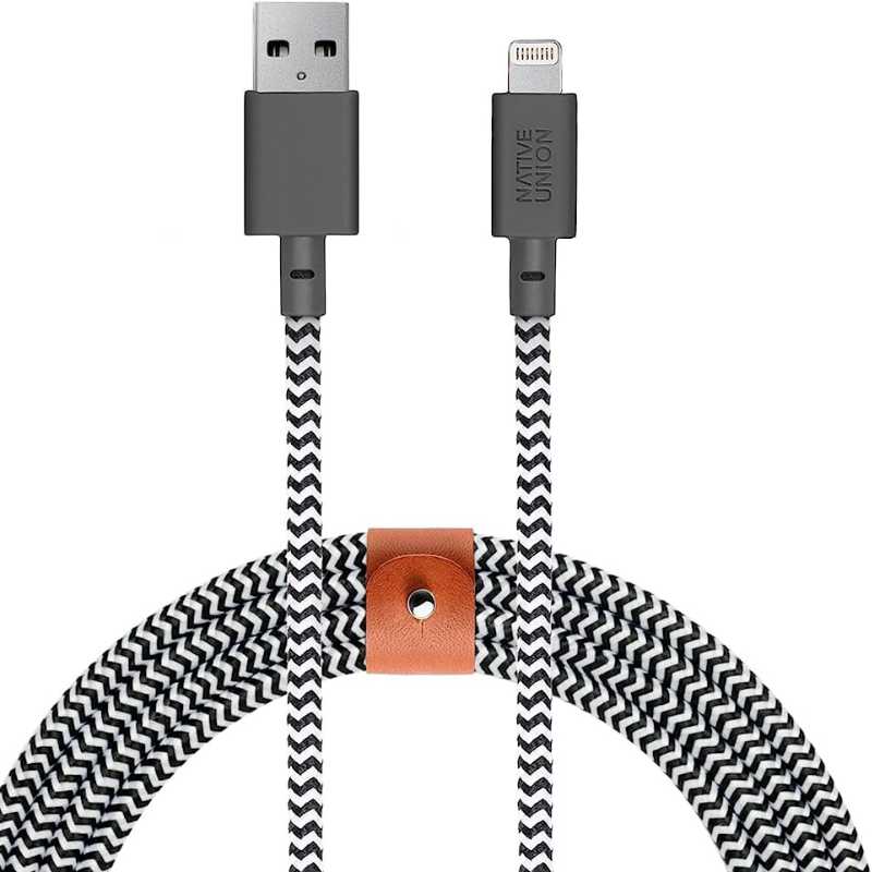 Câble de charge de ceinture Native Union XL (USB-A vers Lightning) - Zebra