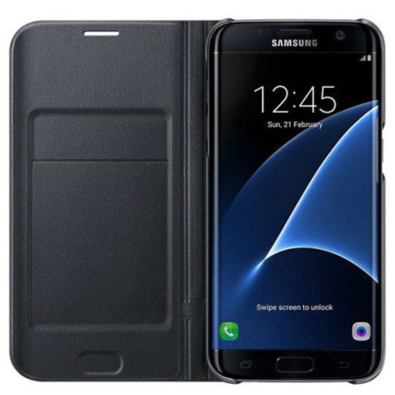 Samsung Galaxy S7 Edge Case LED View Flip Cover - Black