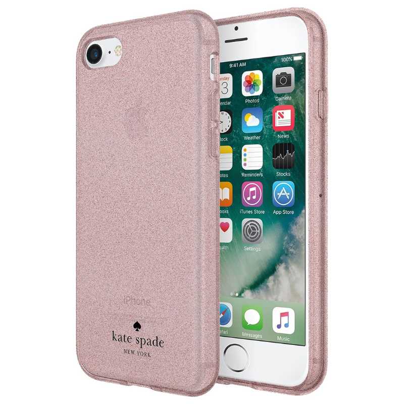 Estuche rígido Kate Spade New York para Apple iPhone 7/8/SE - Brillo dorado rosa