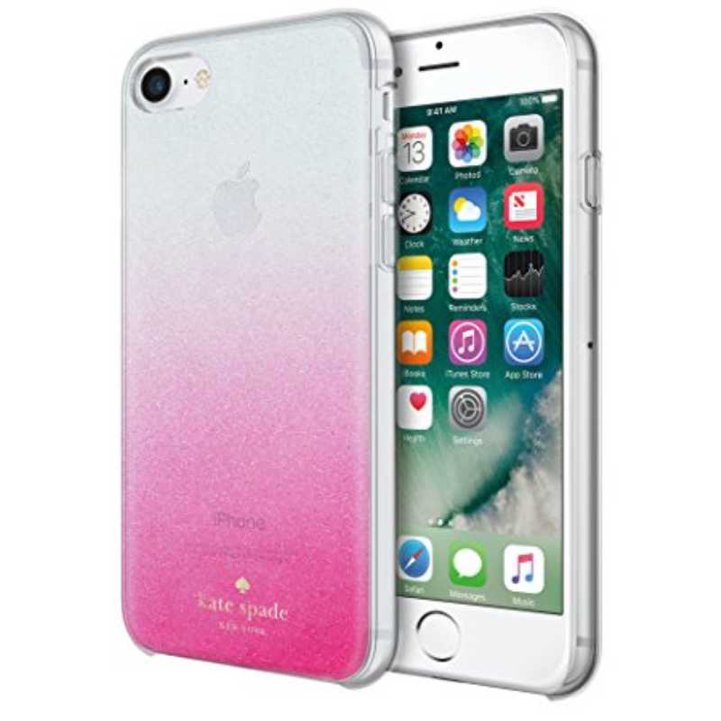 Étui rigide Kate Spade New York pour Apple iPhone 7/8/SE - Rose ombré/Paillettes argentées