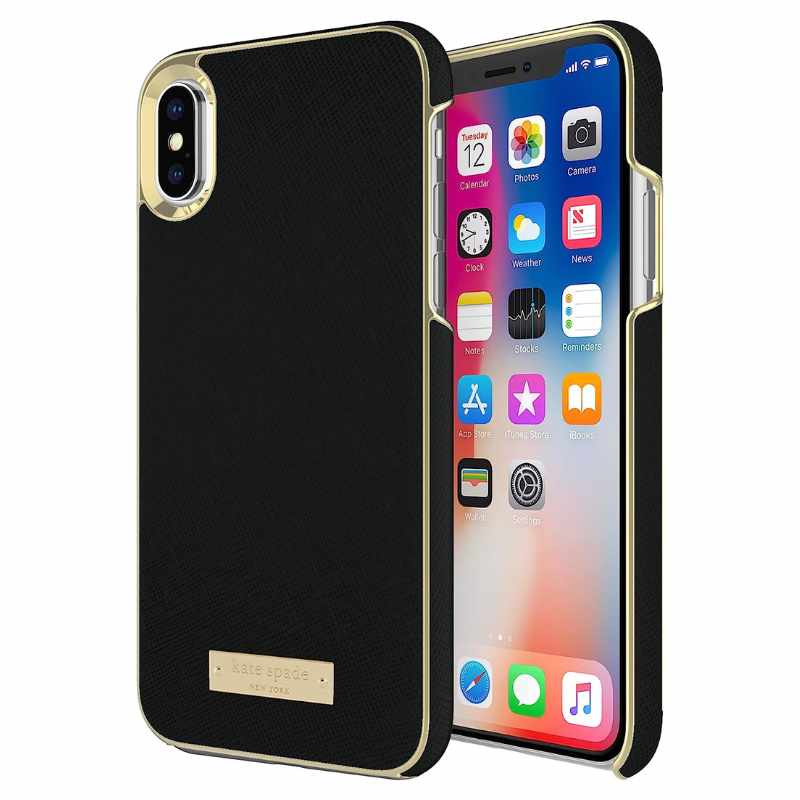 Kate Spade New York Wrap Case for Apple iPhone X/Xs - Saffiano Black/Gold