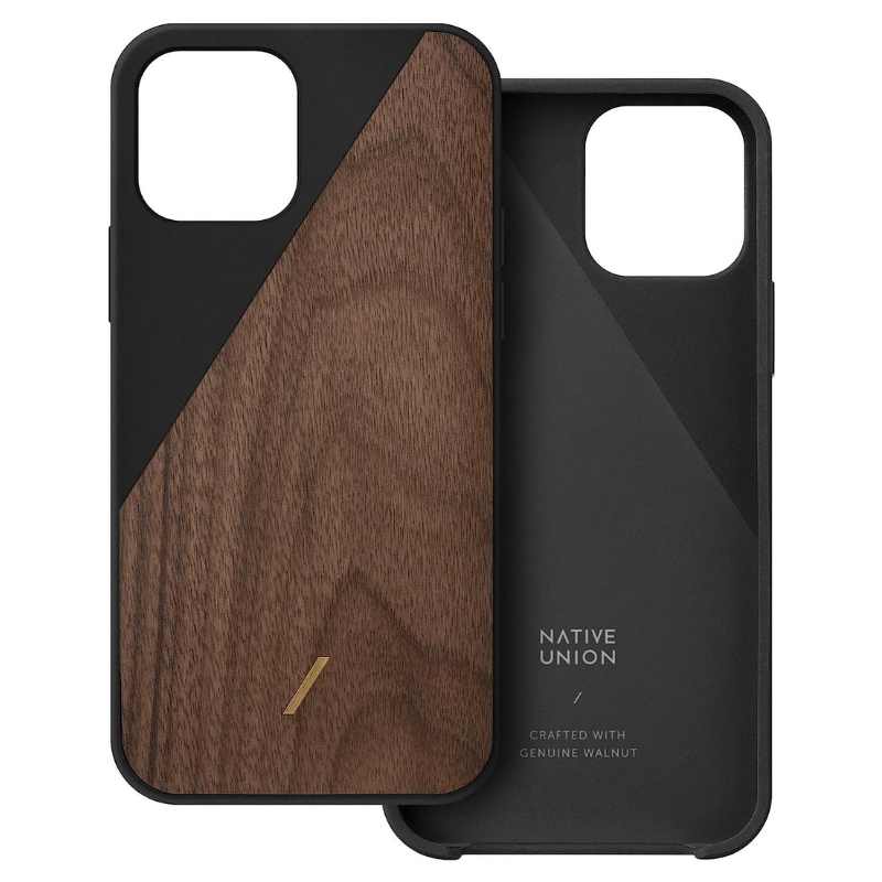 Coque en bois Native Union Clic pour Apple iPhone 12 Pro Max - Noyer/Noir