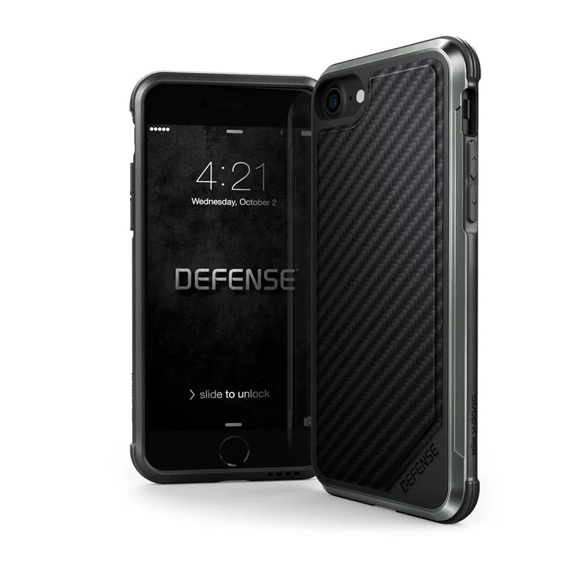 Coque X-Doria Defense Lux pour iPhone 7/8/SE - Fibre de carbone noire