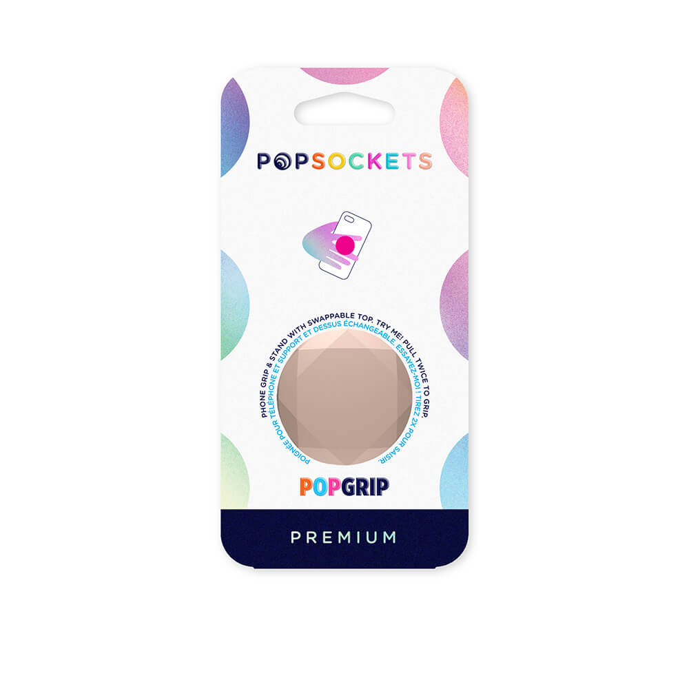 PopSockets PopGrip avec PopTop interchangeable - Diamant métallique or rose