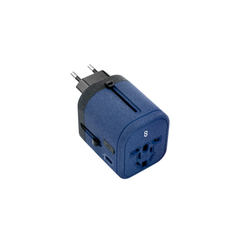 LOGiiX World Traveler+ Fast Charging USB A/Type-C Travel Adapter - Navy Blue