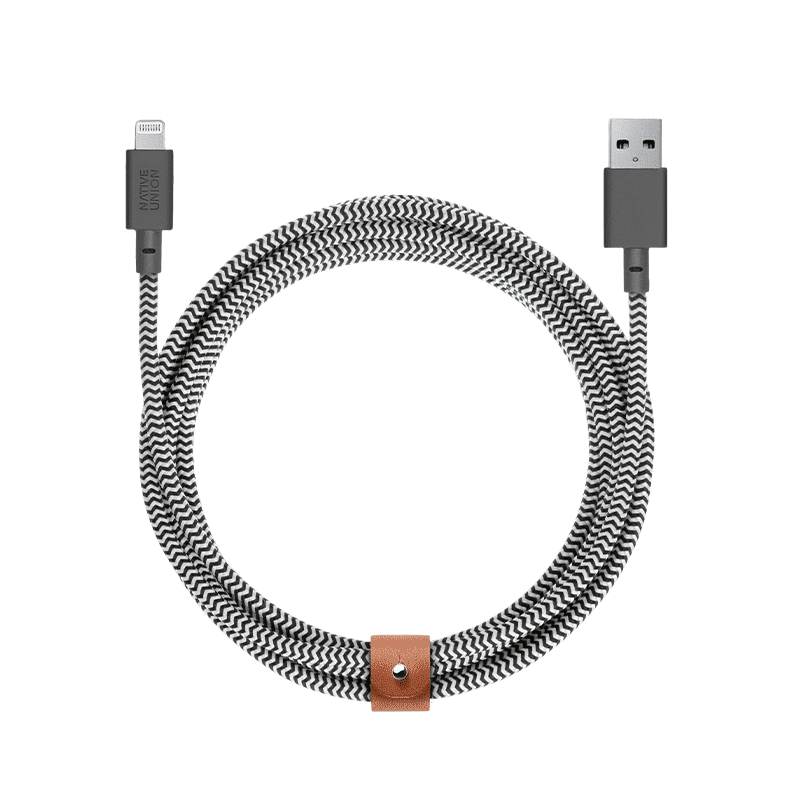Cable de carga para cinturón Native Union XL (USB-A a Lightning) - Zebra