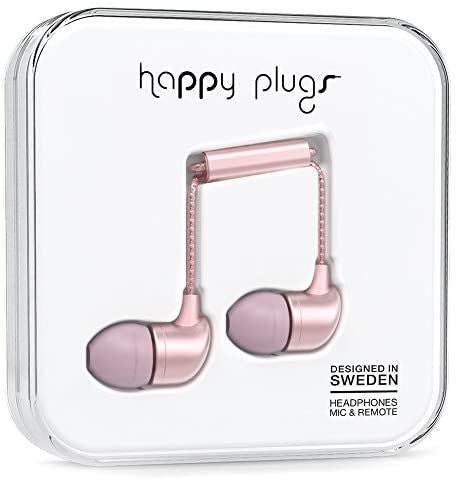 Écouteurs intra-auriculaires Fashion-Tech Happy Plugs avec micro et télécommande - Or rose