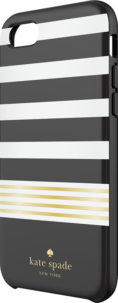 Coque Kate Spade New York Hardshell à rayures noires et blanches pour iPhone 6, 6s, 7, 8 et SE (2e génération)
