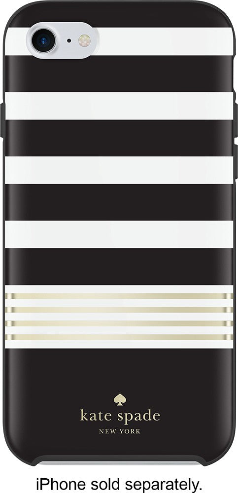 Kate Spade New York Hardshell Black and White Stripe Case for iPhone 6, 6s, 7, 8 and SE (2nd generation)