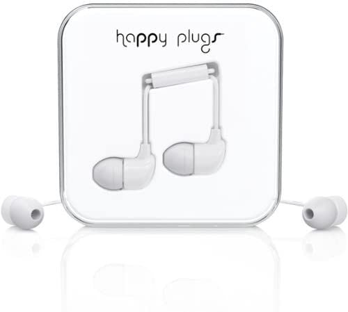 Happy Plugs In-Ear Fashion-Tech Headphones with Mic and Remote, White