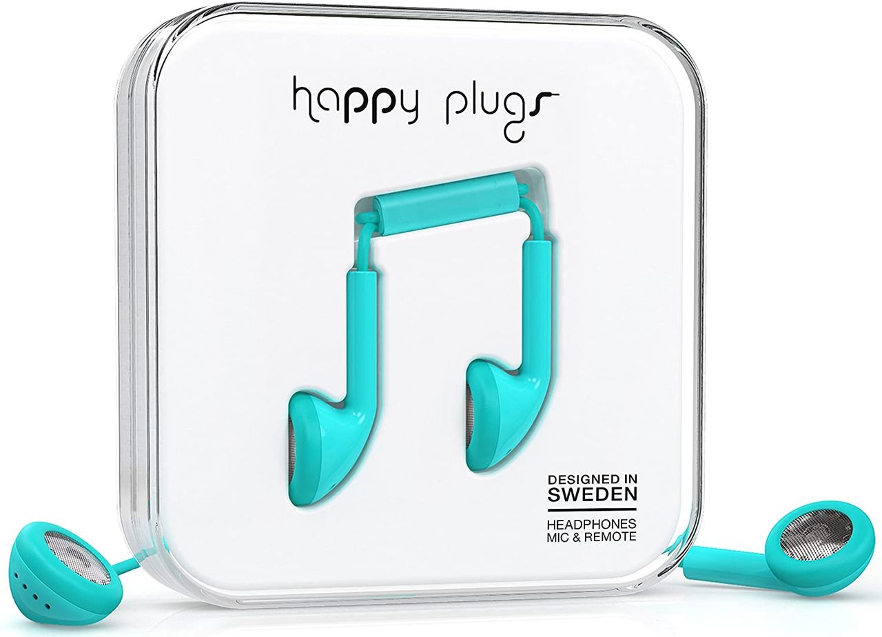 Happy Plugs Headphones with Mic and Remote Turquiose