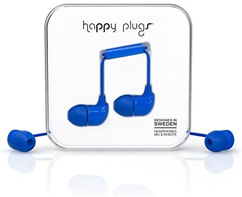Happy Plugs Auriculares intrauditivos Fashion-Tech con micrófono y control remoto, cobalto 