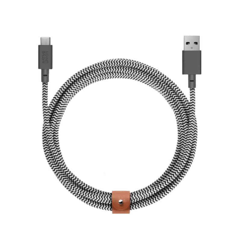 Câble de charge de ceinture Native Union XL (USB-A vers USB-C) - Zebra