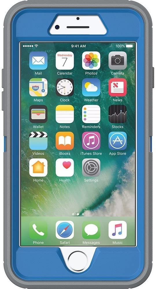 OtterBox Defender Coque pour iPhone 7/8/SE - MARATHONER (COWABUNGA BLUE/GUNMETAL GREY)