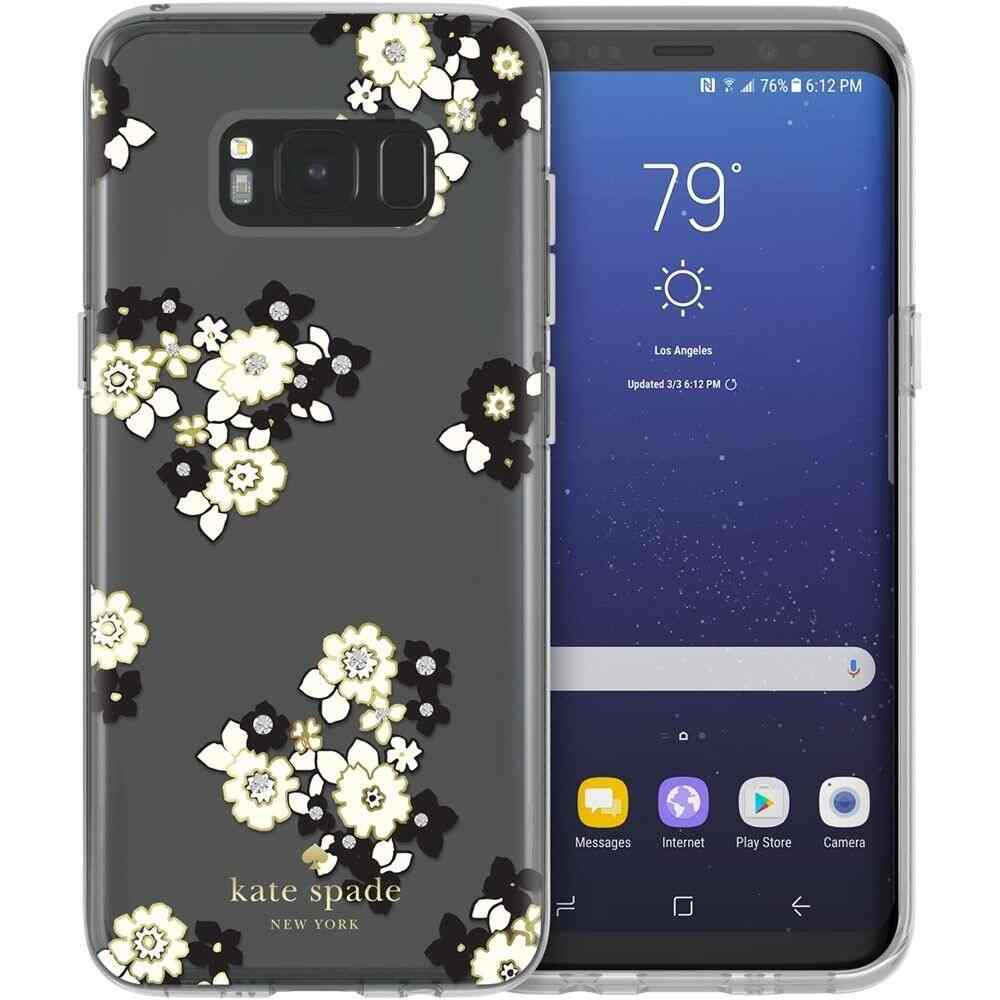 kate spade new york - Hardshell Case for Samsung Galaxy S8 - Black/cream/gold/floral burst clear/stones