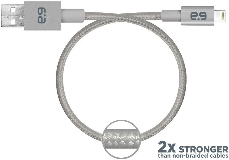 Cable de sincronización de carga metálico trenzado PureGear para dispositivos Apple Lightning - Dorado 48"