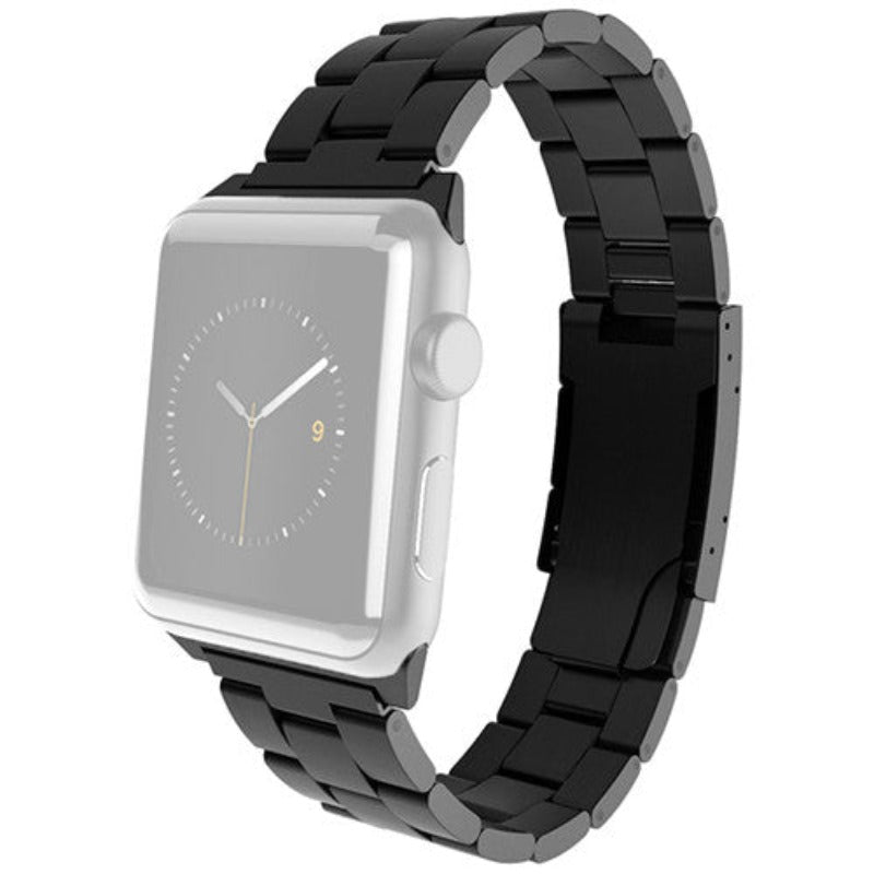 Monowear - Correa de metal para Apple Watch de 42 mm con adaptador gris oscuro mate - Negro