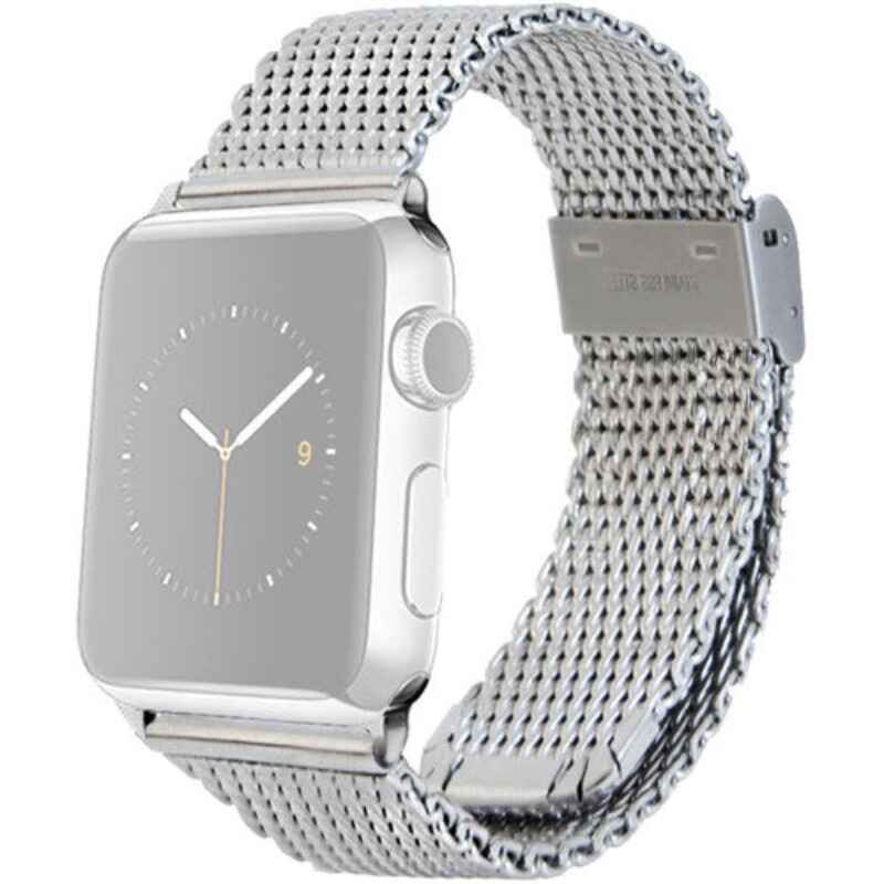 Monowear 38mm Apple iWatch Mesh Band With Polished Silver Adapter