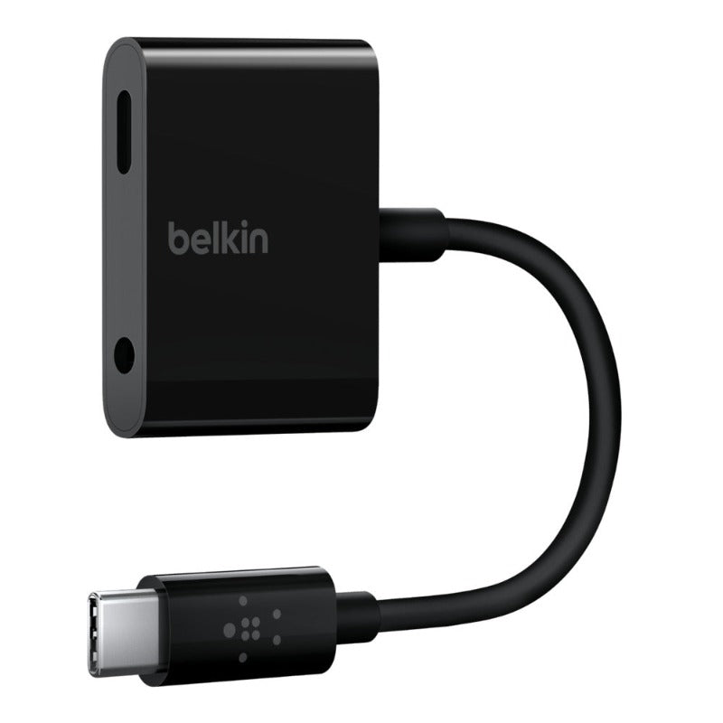 Adaptador de carga Belkin 3.5mm Audio + USB-C Rockstar - Negro